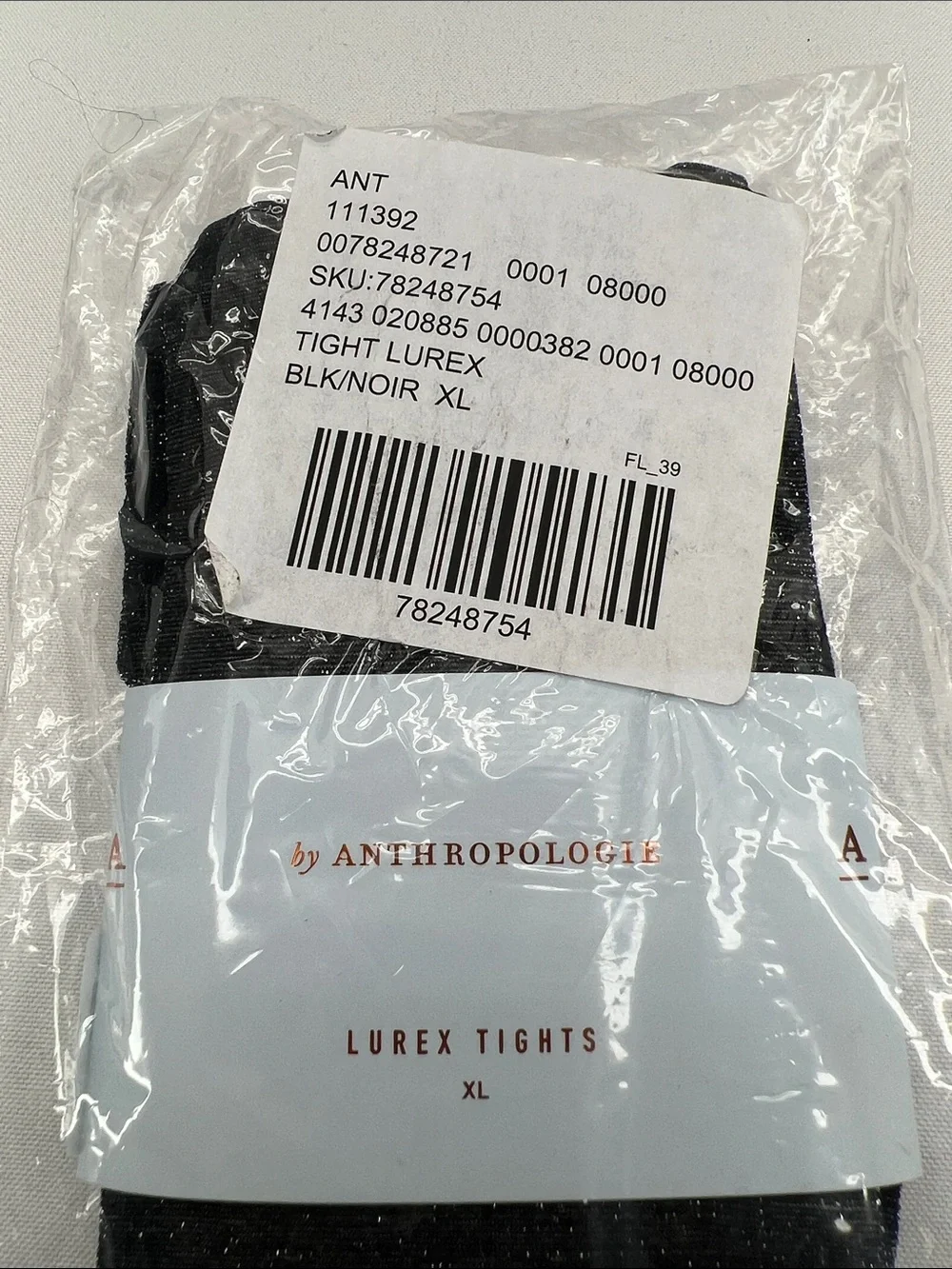 Anthropologie NWT,s Black Size XL Lurex Shimmer Tights Sparkly Metallic